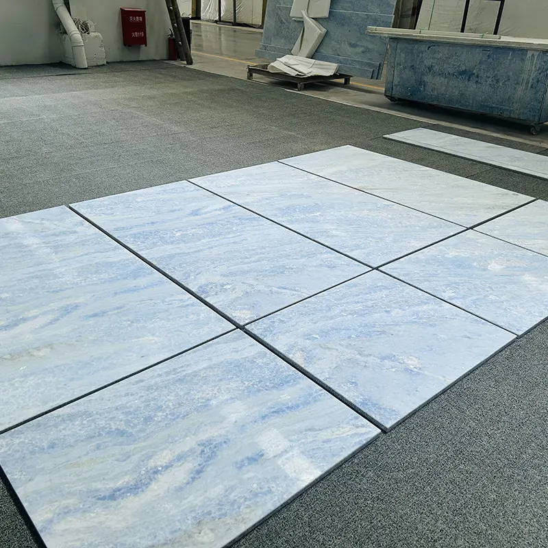 Azulejos de parede de sotaque de mármore de cristal azul