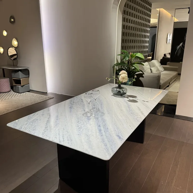 Mesa de mármore azul cristalina